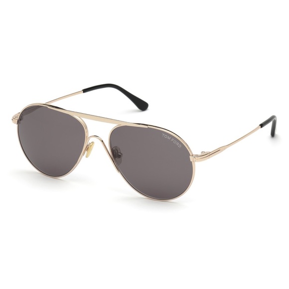 TOM FORD SMITH ROSE GOLD/SMOKE UNISEX AVIATOR SUNGLASSES TF773-D